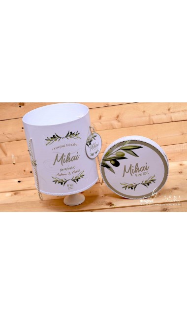 Trusou de botez cu motive frunze maslin Olives 13